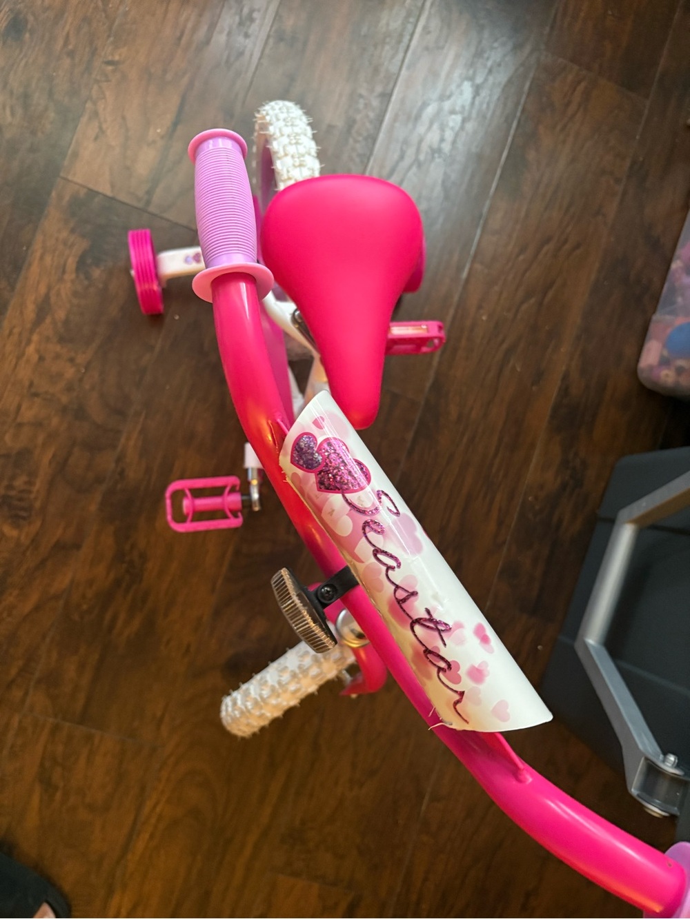 Girls' Pink Starter Bike with Training Wheels - Picture 2 of 3